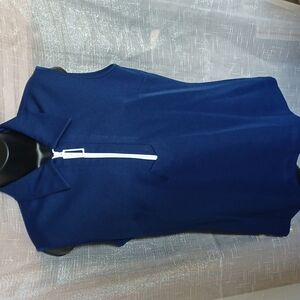 1960s/1970s Vintage Pykettes Sleeveless Top, blue, 1/4 zip, 20" PTP, 25" L